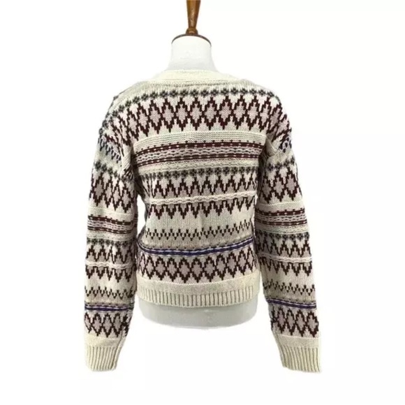 Rag & Bone sz S Willow Fair Isle Merino Wool Cardigan in Ivory Multi - Picture 8 of 16